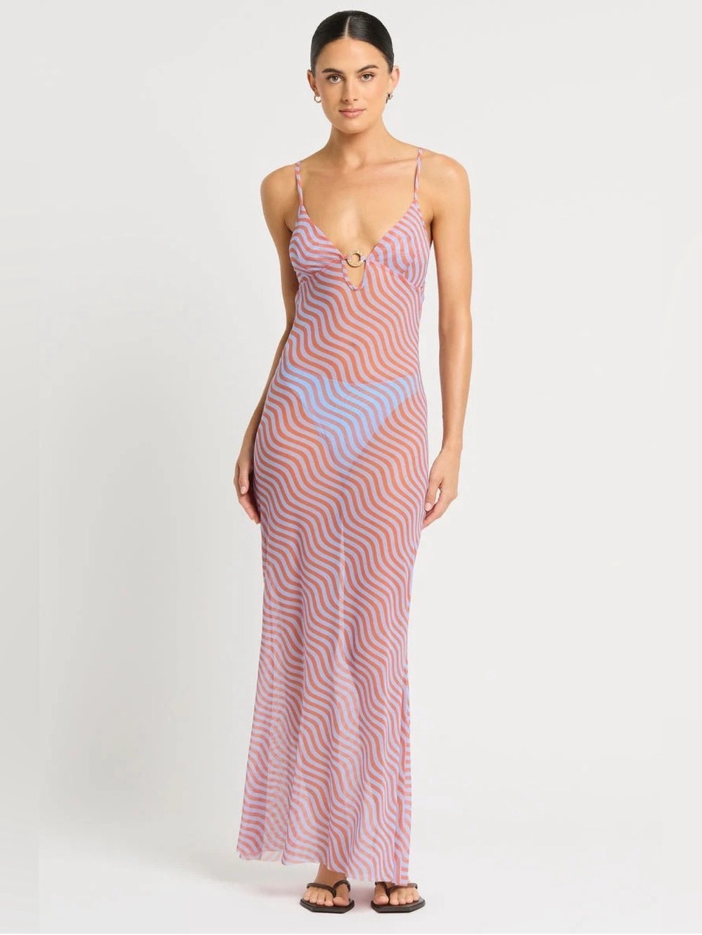 *Nwt* Bond-Eye Cindy Ring Maxi Dress In Sunbaked Stripe